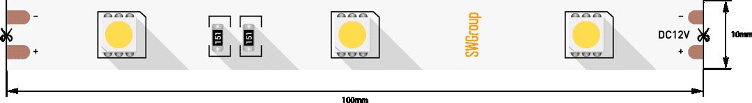 фото лента swg 7,2w/m  30led/m 5050smd холодный белый 5m swg530-12-7.2-w-м 009261 | 220svet.ru