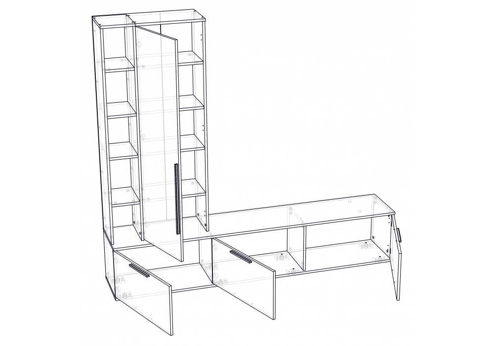 фото тв-тумба woodville филеста шиншилла серая / дуб вотан 664896 | 220svet.ru