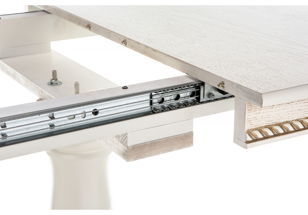 фото стол деревянный раскладной woodville кантри молочный / золотая патина 615194 | 220svet.ru