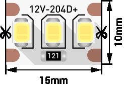 фото светодиодная лента swg 22w/m 204led/m 2835smd холодный белый 5m swg2204-12-22-w-m 009457 | 220svet.ru