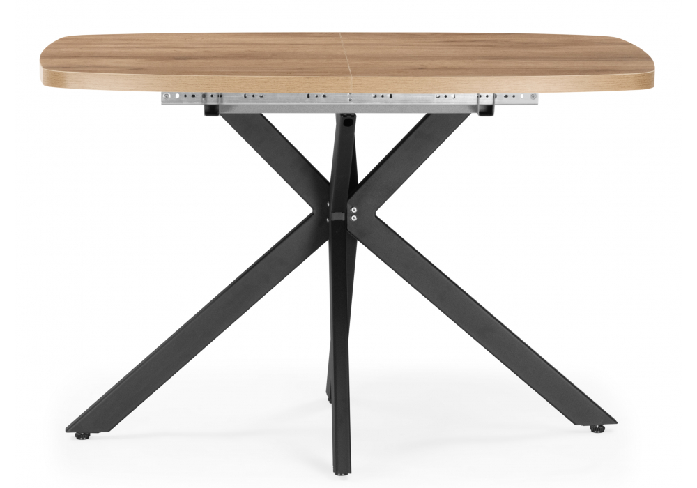 фото стол деревянный раскладной woodville philip t32 116(155,5)x77 дуб табачный / черный 619926 | 220svet.ru