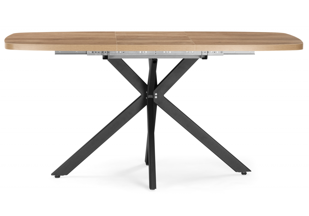 фото стол деревянный раскладной woodville philip t32 116(155,5)x77 дуб табачный / черный 619926 | 220svet.ru