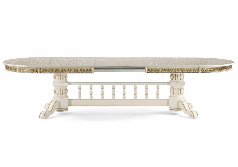 фото стол деревянный раскладной woodville кассиль крем / золотая патина 615219 | 220svet.ru