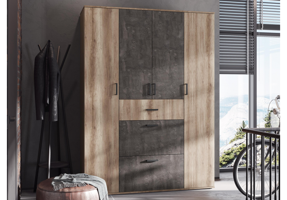 фото шкаф woodville паркинс железный камень / дуб каньон 546168 | 220svet.ru