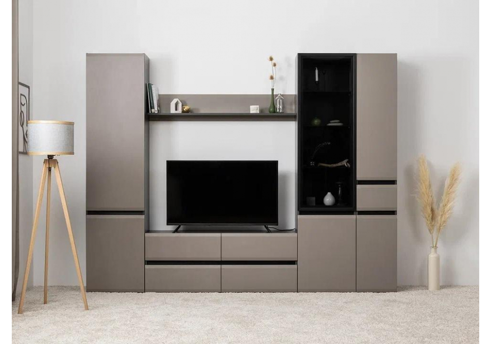 фото тв-тумба woodville сейдиль антрацит / веллюто капучино 594959 | 220svet.ru