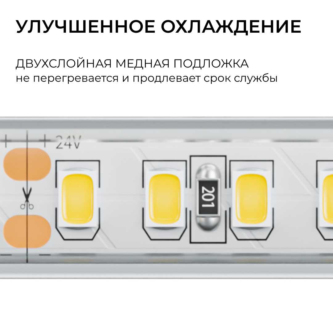 фото светодиодная лента apeyron 12w/m 180led/m 2835smd холодный белый 5m 00-449 | 220svet.ru