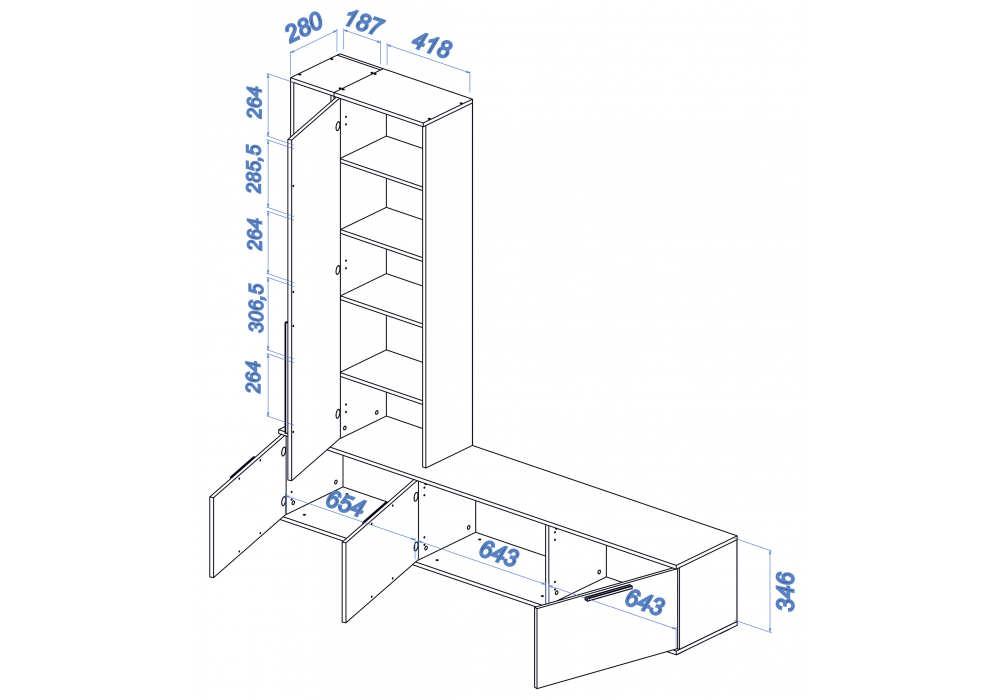 фото тв-тумба woodville филеста кашемир / дуб вотан 664894 | 220svet.ru