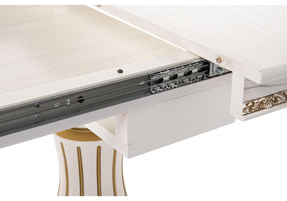 фото стол деревянный раскладной woodville герцог молочный / золотая патина 615196 | 220svet.ru