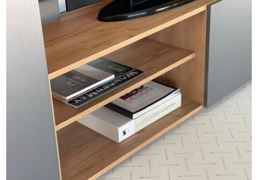 фото гостиная woodville бери дуб крафт золотой / графит 570022 | 220svet.ru