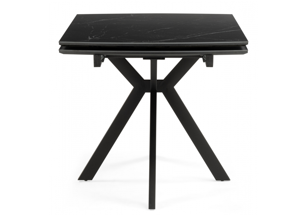 фото керамический стол раздвижной 120(180)x8 woodville катчел-2 черный мрамор / черный 632673 | 220svet.ru