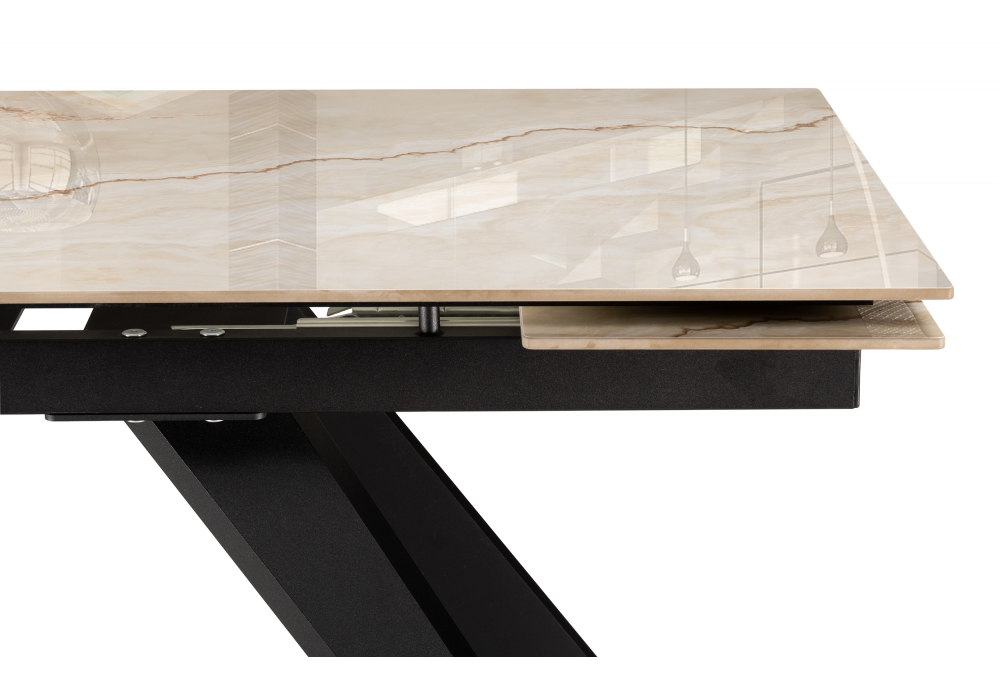 фото керамический стол раскладной woodville морсби butterfly onyx beige / черный 588049 | 220svet.ru