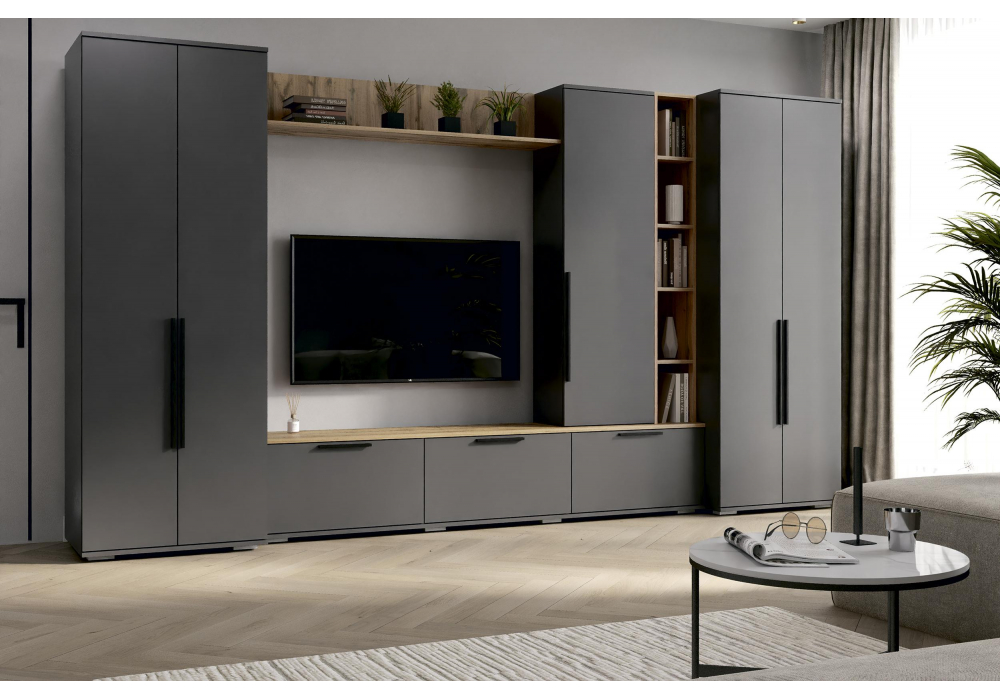 фото тв-тумба woodville филеста графит / дуб вотан 664893 | 220svet.ru