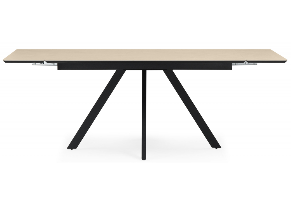 фото керамический стол раздвижной woodville вилли 140(200)х80 okara light yellow / черный 664954 | 220svet.ru