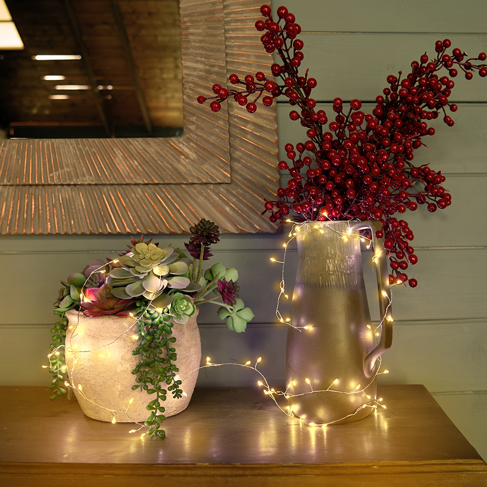 фото гирлянда кластер (на проволоке) feron cl584 линейная 400 led 12м 2700к, c питанием от сети 230v, прозрачный шнур 51447 | 220svet.ru