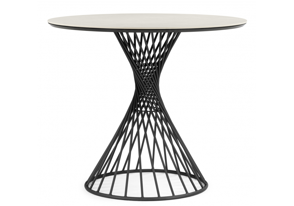 фото керамический стол woodville вивиен 90 carmen light grey / черный 625915 | 220svet.ru