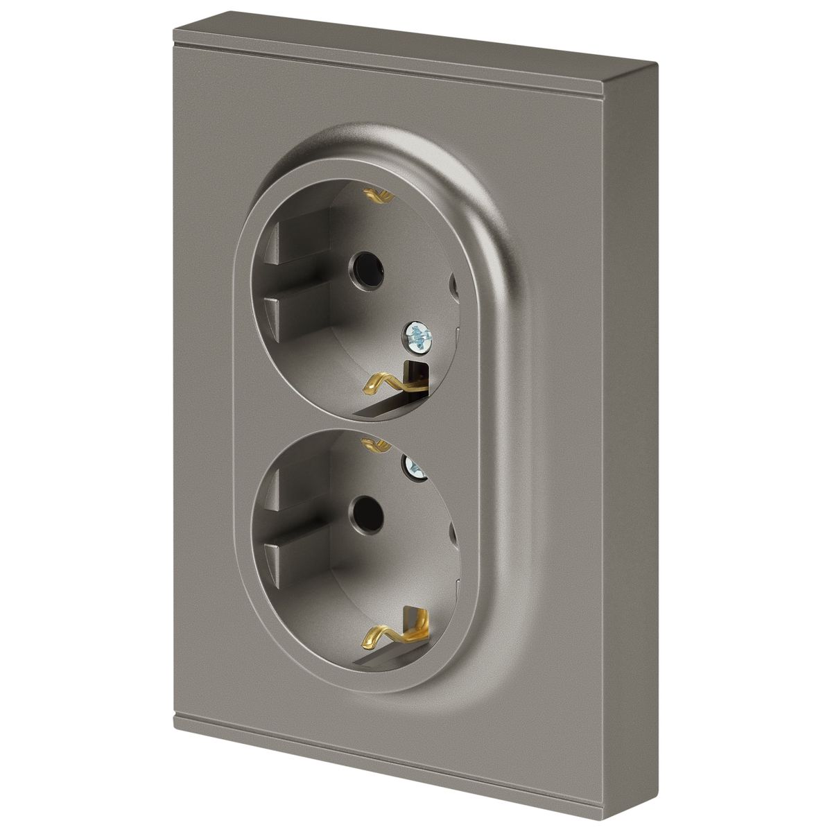 фото розетка эра arktik 16-2104-07 двойная с заземлением 2x2p+e schuko 16а-250в титан б0070450 | 220svet.ru