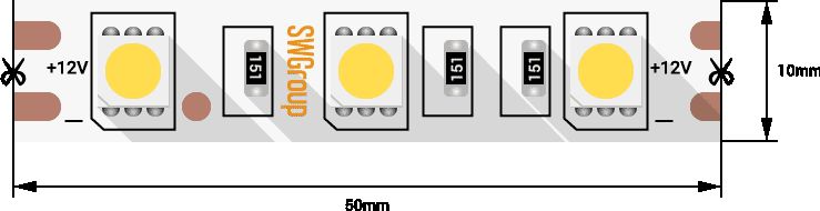 фото лента swg 14,4w/m  60led/m 5050smd зеленый 5m swg560-12-14.4-g-м 009706 | 220svet.ru