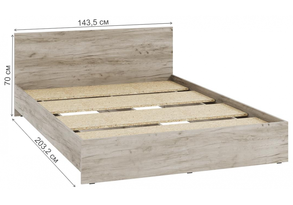 фото полутораспальная кровать woodville адайн кр-140 140х200 дуб крафт серый / дуб крафт серый 608595 | 220svet.ru