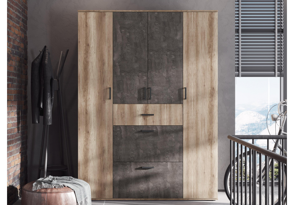 фото шкаф woodville паркинс железный камень / дуб каньон 546168 | 220svet.ru