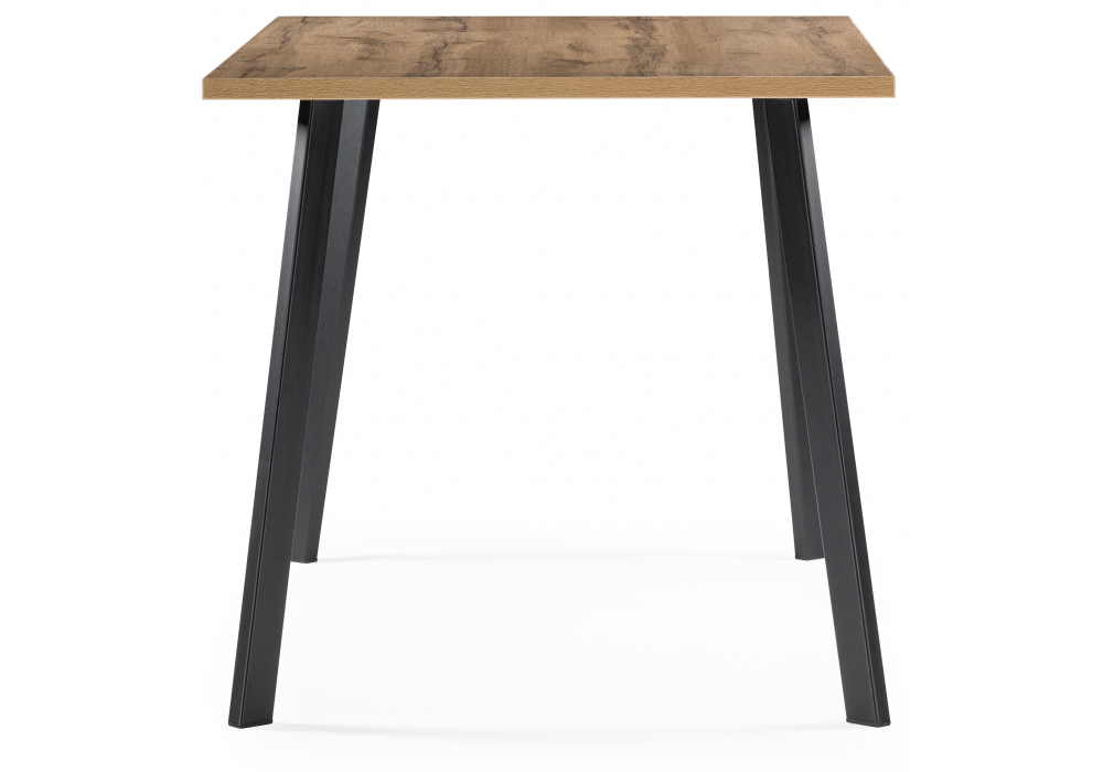 фото стол деревянный woodville тринити лофт 140 25 мм дуб вотан / черный матовый 489624 | 220svet.ru