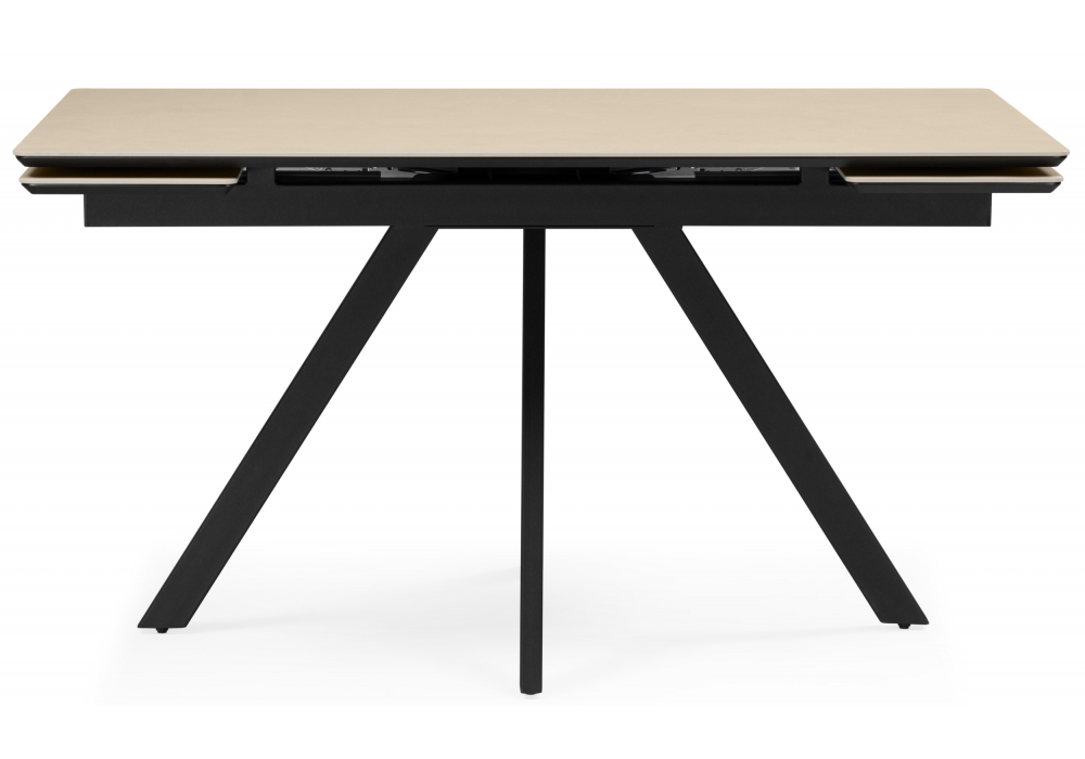 фото керамический стол раздвижной woodville вилли 140(200)х80 okara light yellow / черный 664954 | 220svet.ru