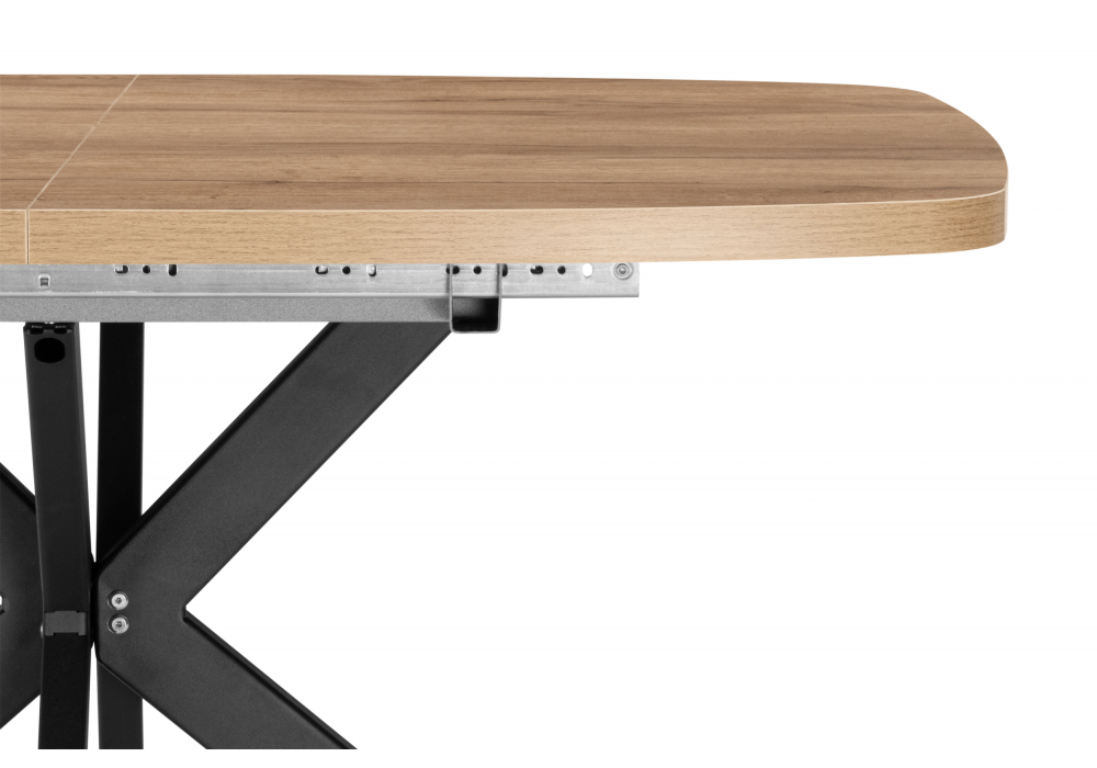 фото стол деревянный раскладной woodville philip t32 116(155,5)x77 дуб табачный / черный 619926 | 220svet.ru