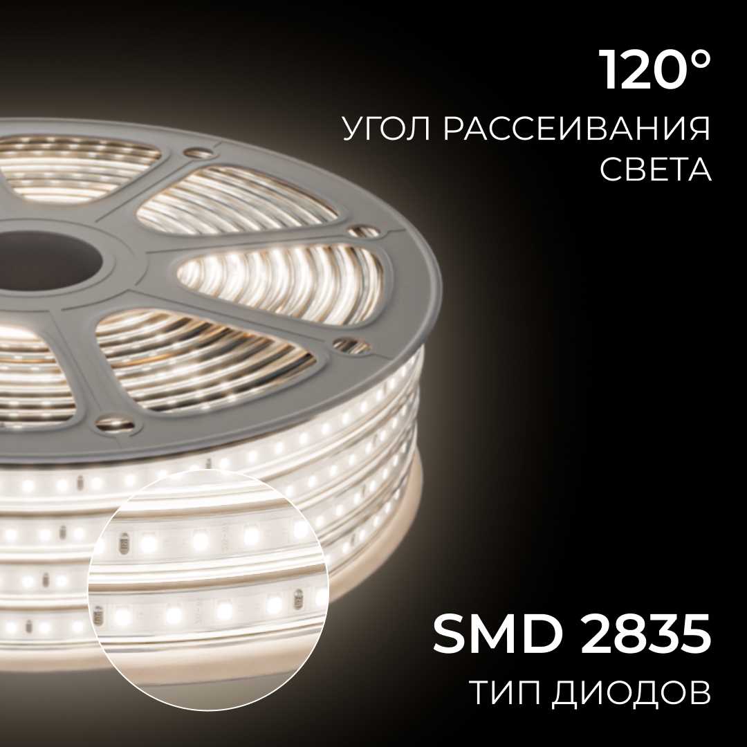 фото комплект светодиодной влагозащищенной ленты ogm 6w/m 120led/m 2835smd белый 15m sl-69 | 220svet.ru