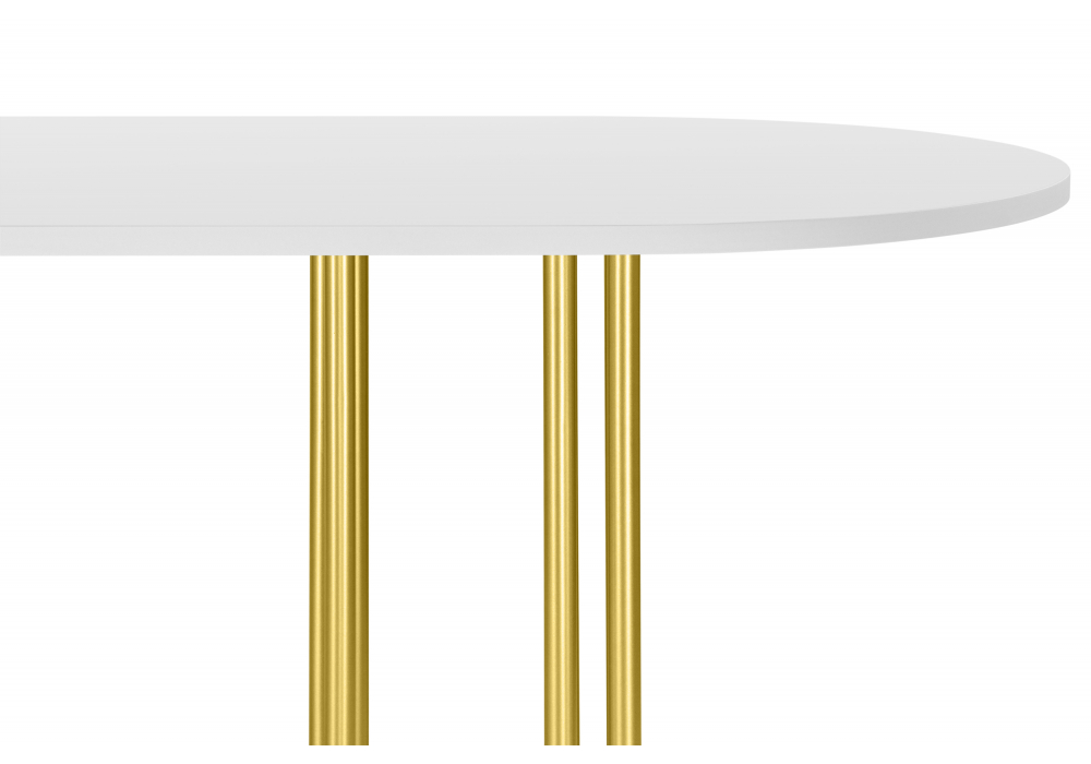 фото стол деревянный woodville хьюго о 180х90 белая шагрень пленка / золотые ноги 620416 | 220svet.ru