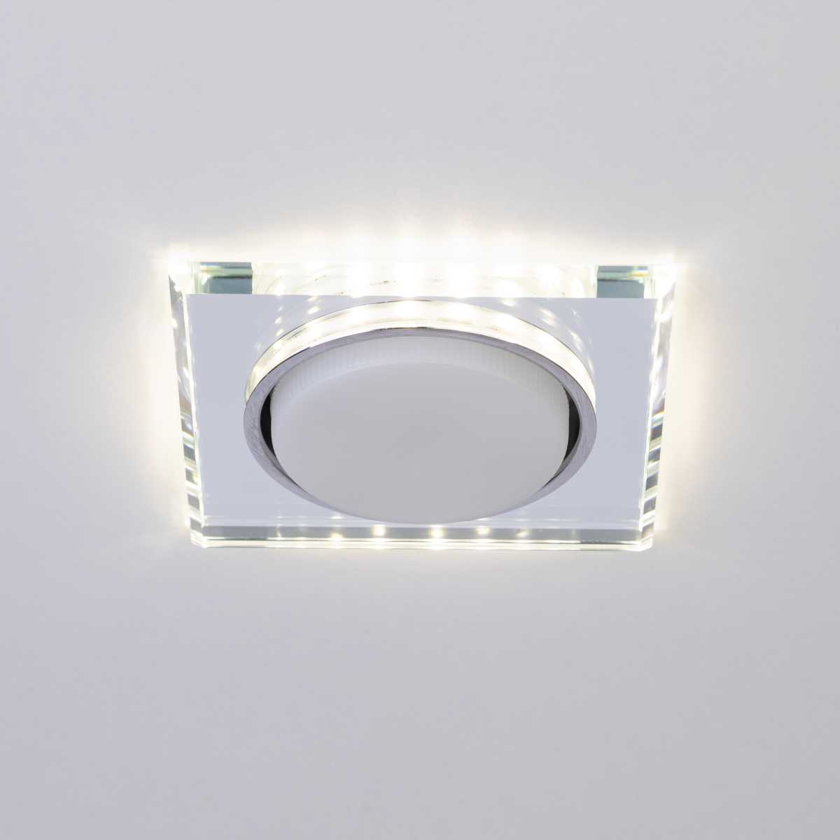 фото светильник встраиваемый cо светодиодной подсветкой эра dk ld50 mr под лампу gx53 зеркальный б0057472 | 220svet.ru