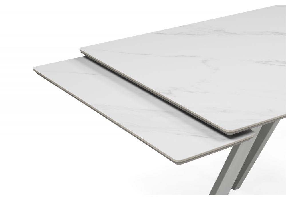 фото керамический стол раскладной woodville вилли 140(200)х80 белый мрамор snow white / серый 631645 | 220svet.ru