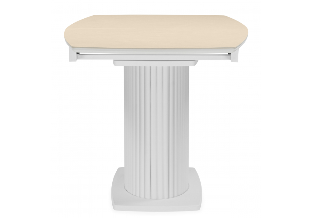 фото керамический стол раскладной woodville фестер 160(200)х90 okara light yellow / белый 664931 | 220svet.ru