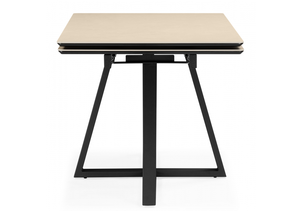 фото керамический стол раскладной woodville памелла 120(180)х80 okara light yellow / черный 664957 | 220svet.ru