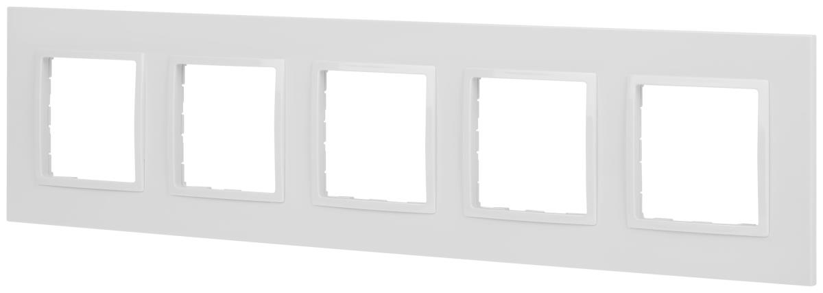 фото рамка для розеток и выключателей эра elegance 14-5015-01 classic, на 5 постов, белый б0060591 | 220svet.ru