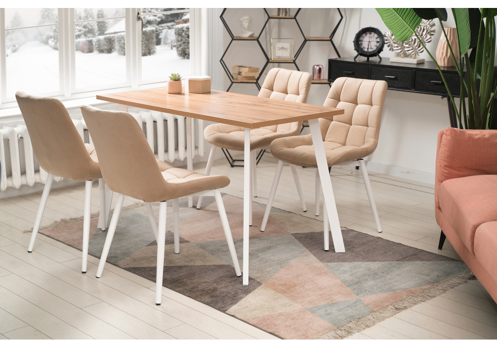 фото стол деревянный woodville тринити лофт 140 25 мм дуб вотан / белый матовый 489657 | 220svet.ru