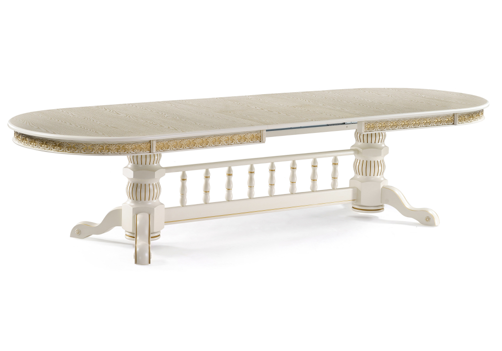 фото стол деревянный раскладной woodville кассиль крем / золотая патина 615219 | 220svet.ru