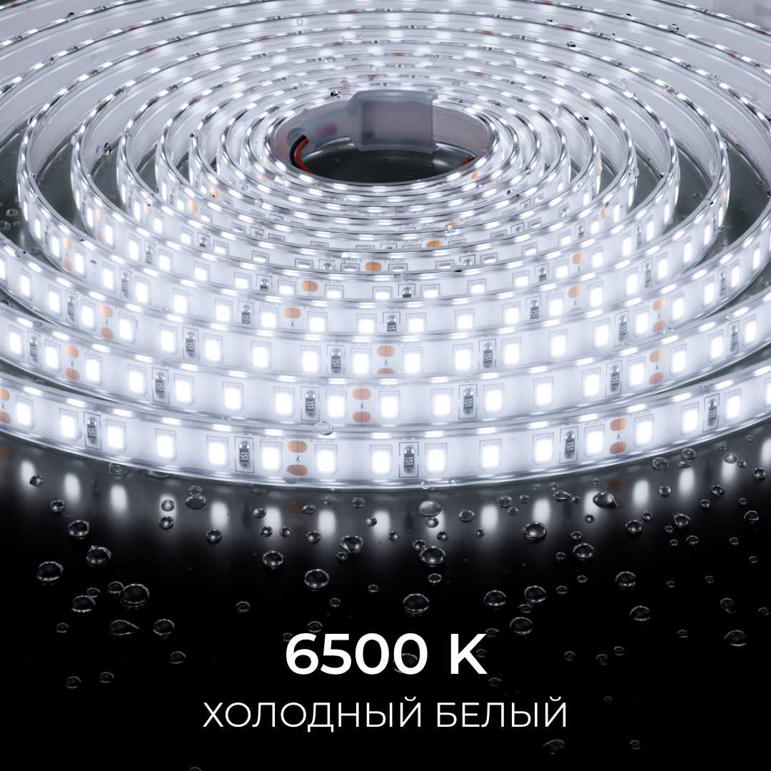 фото светодиодная лента apeyron 9,6w/m 120led/m 2835smd холодный белый 5m 00-443 | 220svet.ru