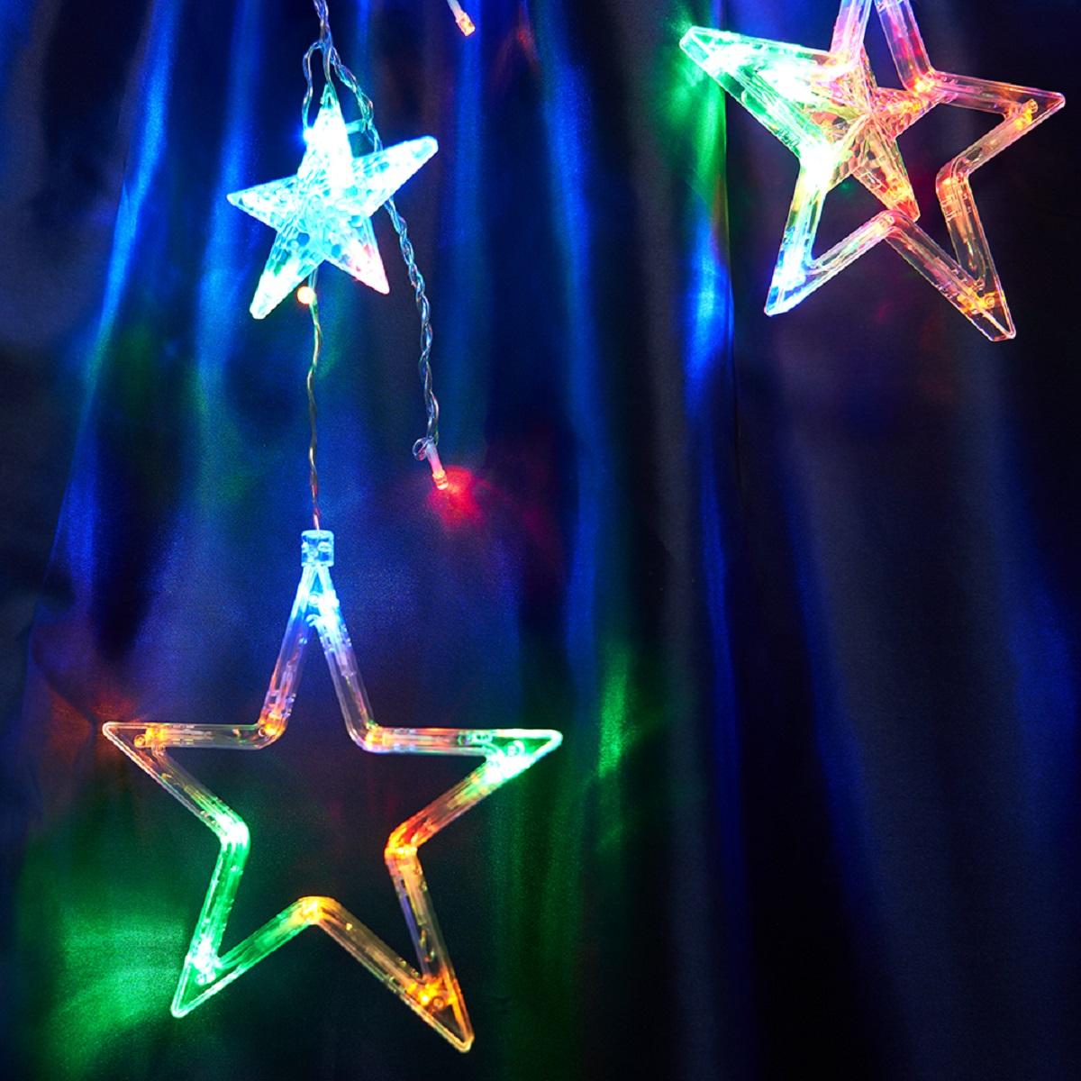 фото светодиодная гирлянда feron бахрома звезды 230v разноцветная 8 режимов cl29 48615 | 220svet.ru