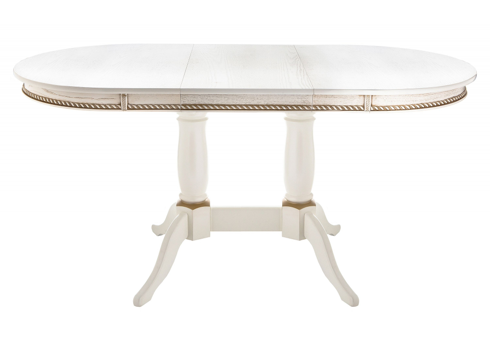 фото стол деревянный раскладной woodville кантри молочный / золотая патина 615194 | 220svet.ru