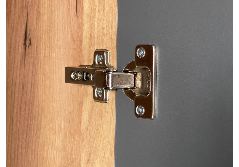 фото шкаф woodville адам трехдверный с зеркалом дуб крафт золотой / графит 576857 | 220svet.ru