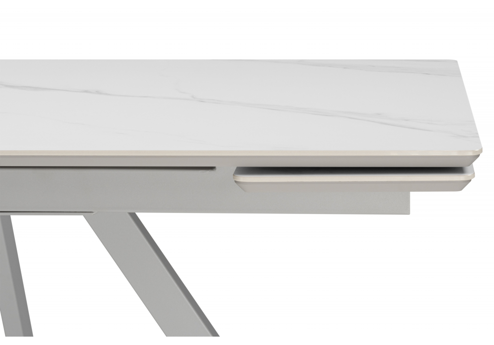 фото керамический стол раскладной woodville вилли 140(200)х80 белый мрамор snow white / серый 631645 | 220svet.ru
