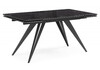 Миниатюра фото стол стеклянный рнаскладной 140(200)х80  woodville дарвин черный мрамор / черный 625983 | 220svet.ru
