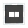 Миниатюра фото накладка lk studio с суппортом розетки компьютерной и телефонной на 2 входа (черный бархат) без разъема lk60 866208-0 | 220svet.ru